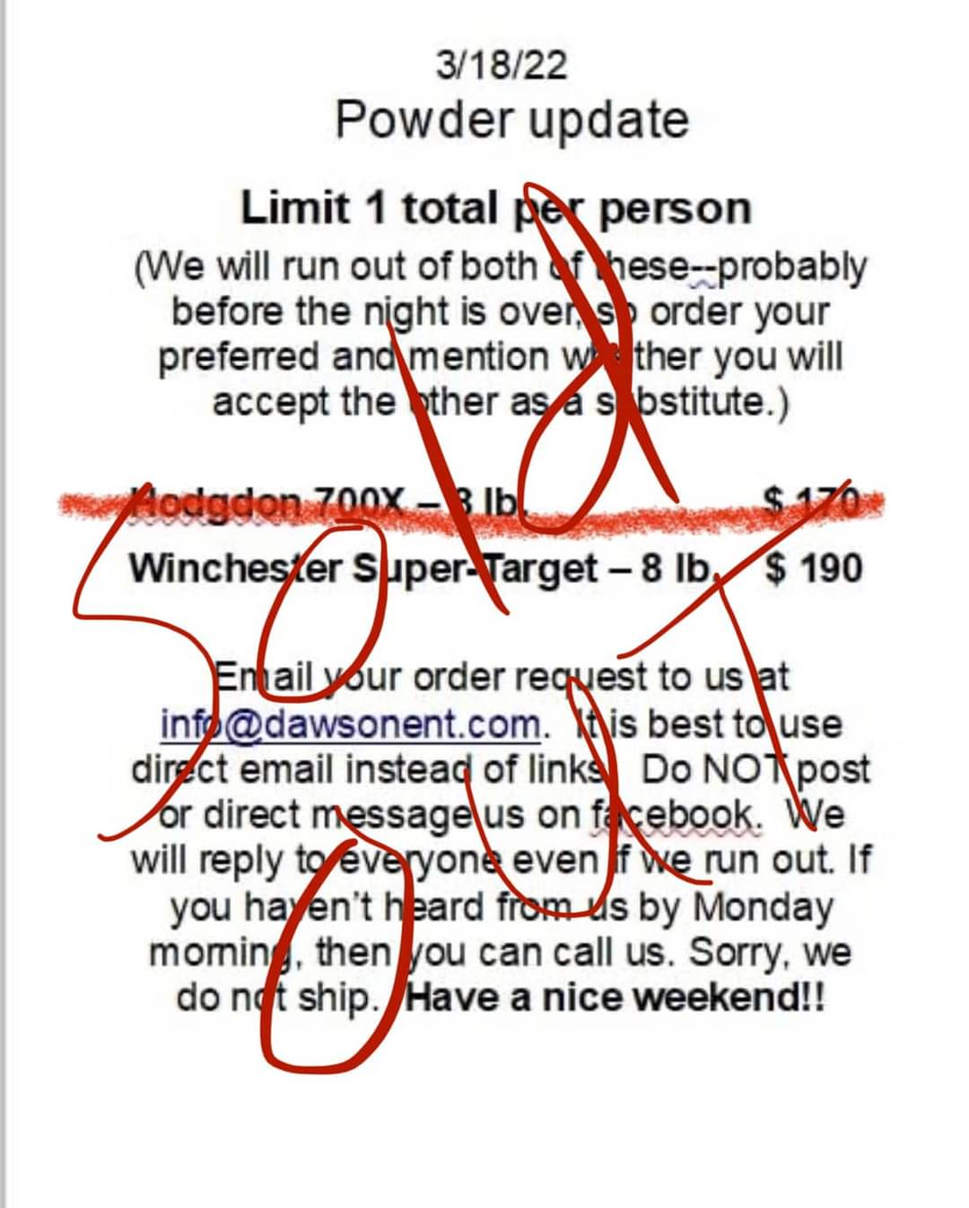 To DAWSON ENTERPRISES